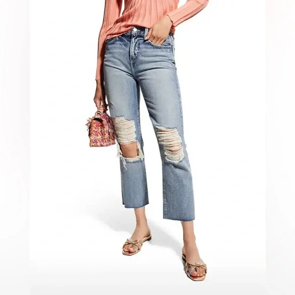 L'AGENCE Adele Distressed Straight-Leg Jeans
